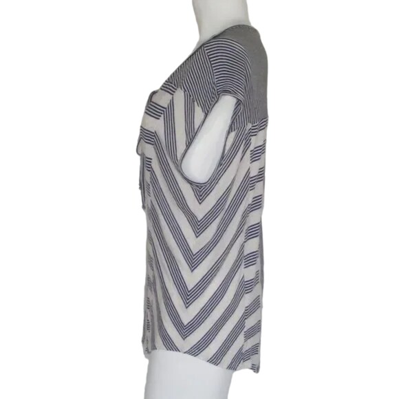 ELLA MOSS Top, L, Sleeveless, Stripes, Keyhole with ties, Rayon-linen blend - Picture 7 of 10